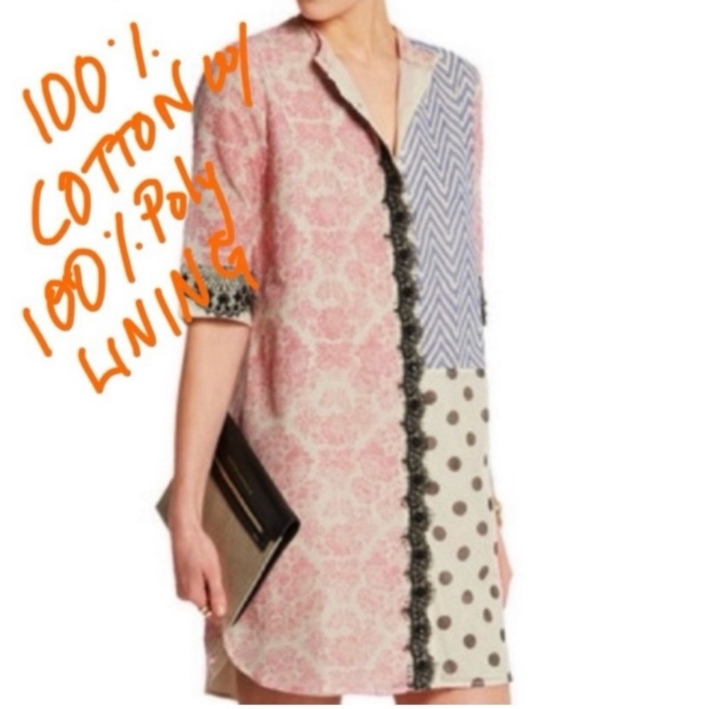 Vineet Bahl - Cotton Mixed Pattern Dress  w/ Lace - Size Small - NET-A-PORTER